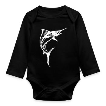 Weißer Schwertfisch - Baby Bio-Langarm-Body - Schwarz - Vorne