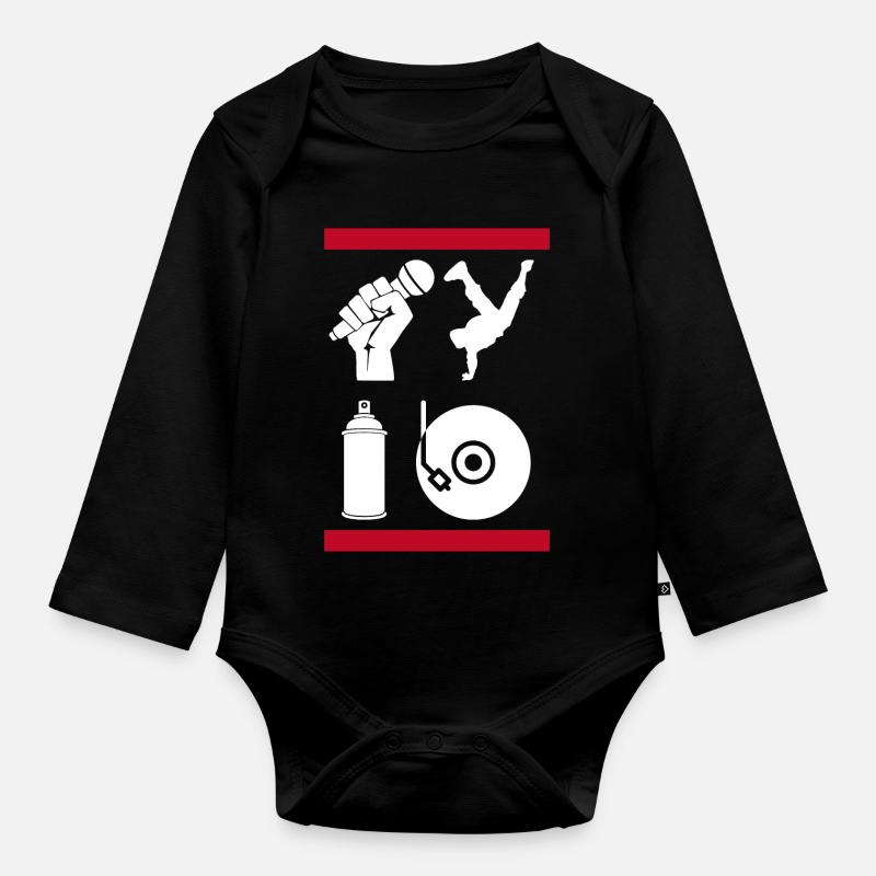 Die 4 Elemente des Hip-Hop - Baby Bio-Langarm-Body - Schwarz