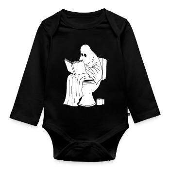 La pause du fantôme - Body Bébé bio manches longues - noir - Devant