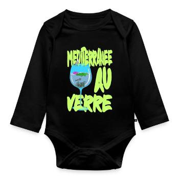 Mediterranean by Glass - Surealism petiteToulon - Organic Longsleeve Baby Bodysuit - black - Front