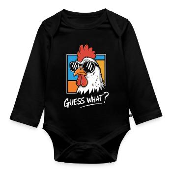 Coq drôle avec impression de lunettes de soleil - Body Bébé bio manches longues - noir - Devant