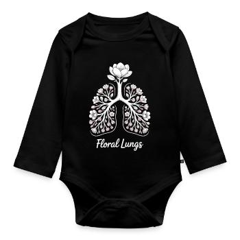 Floral Lungs - Organic Longsleeve Baby Bodysuit - black - Front
