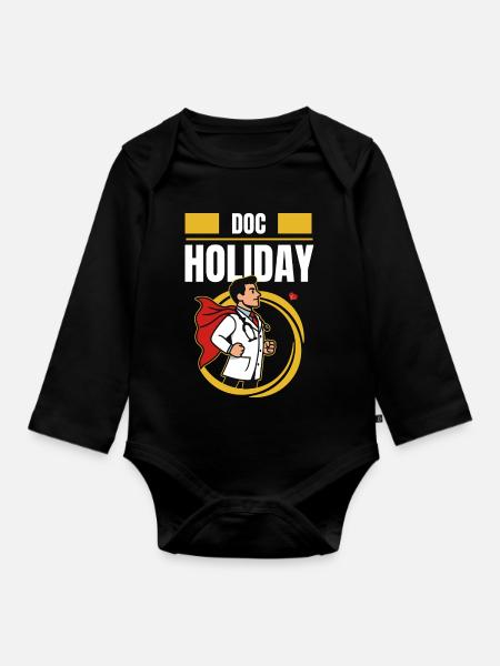 Doc Holiday – Arzt im Arbeitszeitbetrug Stil - Baby Bio-Langarm-Body - Schwarz