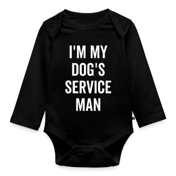 Je suis l’homme d’assistance de mon chien - Body Bébé bio manches longues - noir - Devant