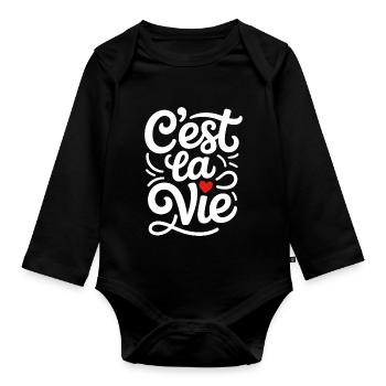 C'est La Vie Frankreich Spruch - Baby Bio-Langarm-Body - Schwarz - Vorne