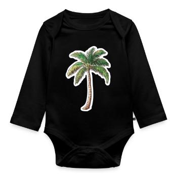 Palm tree - Organic Longsleeve Baby Bodysuit - black - Front