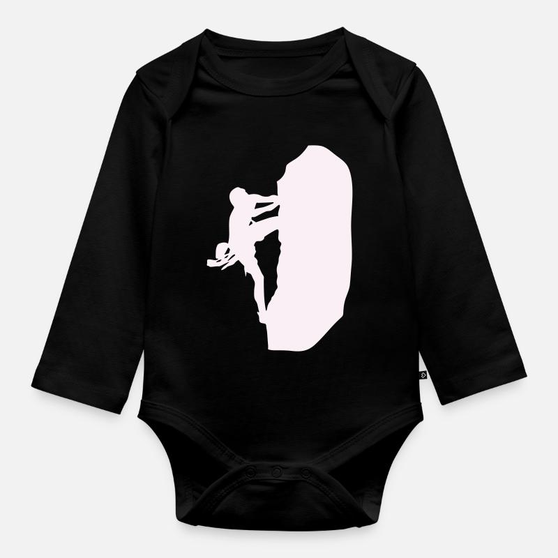 klettern_bergsteigen_silhouette- - Organic Longsleeve Baby Bodysuit - black