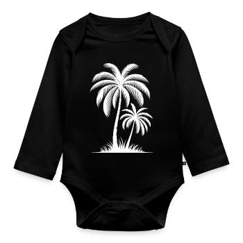 Palm trees are my friends Pure palm idyll - Organic Longsleeve Baby Bodysuit - black - Front