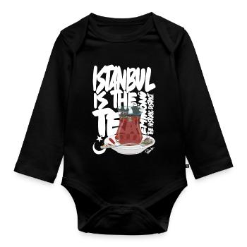 Turkish TeacupAnimated Vintage Scene - Organic Longsleeve Baby Bodysuit - black - Front