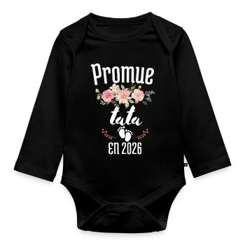 Promue tata 2026, Annonce grossesse - Body Bébé bio manches longues - noir - Devant