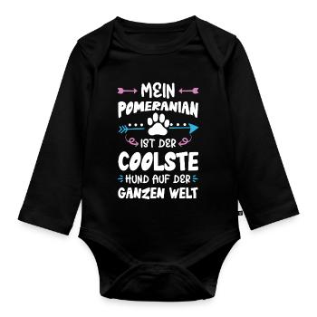 Dicton de chien poméranien - Body Bébé bio manches longues - noir - Devant