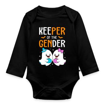 Halloween Gender Reveal - Baby Bio-Langarm-Body - Schwarz - Vorne