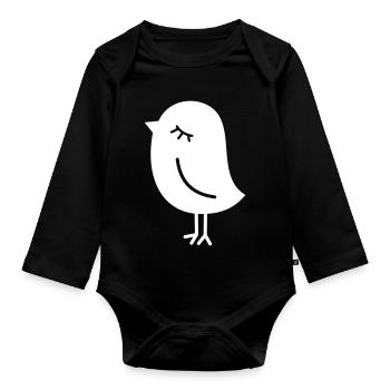 Sparrow Bird – Peep Chick Tweet Birdie - Organic Longsleeve Baby Bodysuit - black - Front
