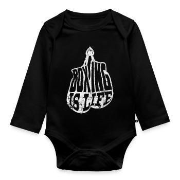 Boxhandschuh Boxen - Baby Bio-Langarm-Body - Schwarz - Vorne