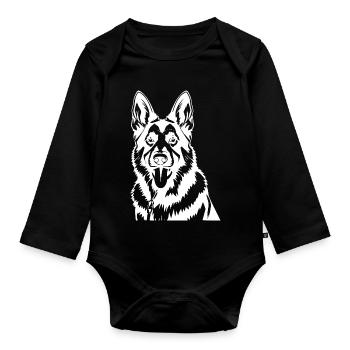 Schäferhund Hunde T-shirt Geschenk - Baby Bio-Langarm-Body - Schwarz - Vorne