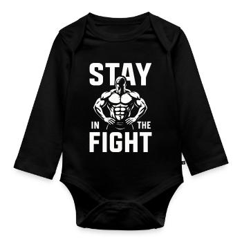 Rester dans le Fight Gym motivation - Body Bébé bio manches longues - noir - Devant
