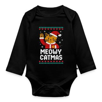 Catmas miaou - Body Bébé bio manches longues - noir - Devant