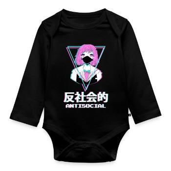Esthétique de fille asociale, lunatique et mignonne - Body Bébé bio manches longues - noir - Devant