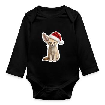 Petit renard du désert aux grandes oreilles - Body Bébé bio manches longues - noir - Devant