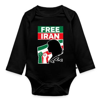 Free iran - Organic Longsleeve Baby Bodysuit - black - Front