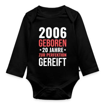 2006 Né – 20 ans de maturation parfaite - Body Bébé bio manches longues - noir - Devant
