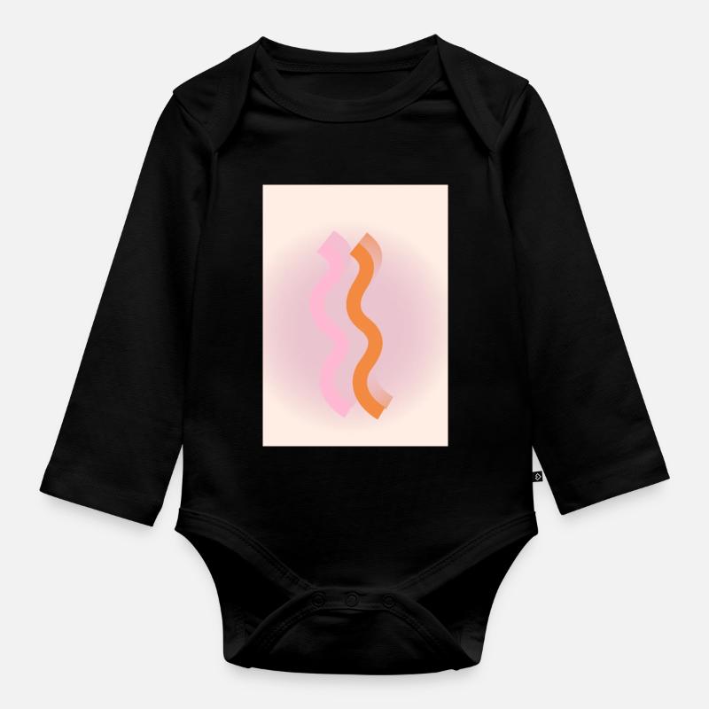 Linien - Baby Bio-Langarm-Body - Schwarz