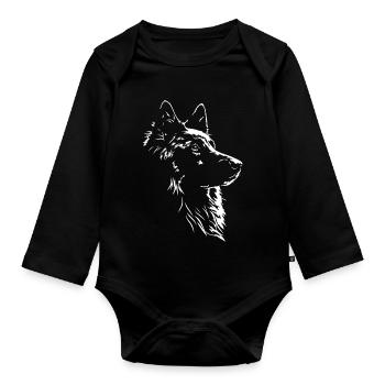 Silhouette de Groenendael Belge Chien Wilsigns - Body Bébé bio manches longues - noir - Devant