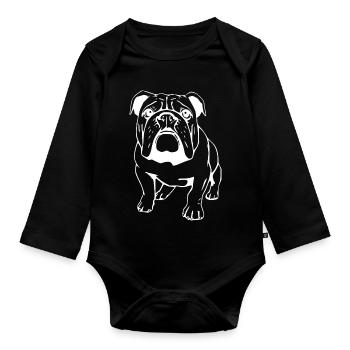 Bulldogge - Baby Bio-Langarm-Body - Schwarz - Vorne
