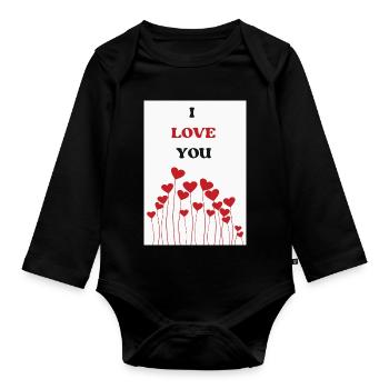 ICH LIEBE DICH. PAAR. GERADE VERHEIRATET. Junggesellinnenabschied - Baby Bio-Langarm-Body - Schwarz - Vorne
