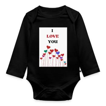 ICH LIEBE DICH. PAAR. GERADE VERHEIRATET. Junggesellinnenabschied - Baby Bio-Langarm-Body - Schwarz - Vorne