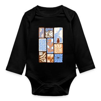 Abstrakte botanische Muster - Baby Bio-Langarm-Body - Schwarz - Vorne