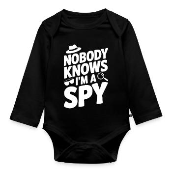 Niemand weiß, dass ich ein Spion bin - Baby Bio-Langarm-Body - Schwarz - Vorne