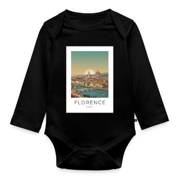 Dusk over Florence Cathedral - Organic Longsleeve Baby Bodysuit - black - Front