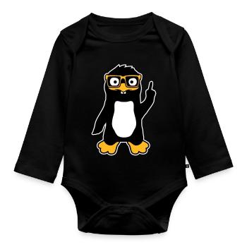 Penguin Geek Lunettes Index Lus Arrogant - Body Bébé bio manches longues - noir - Devant