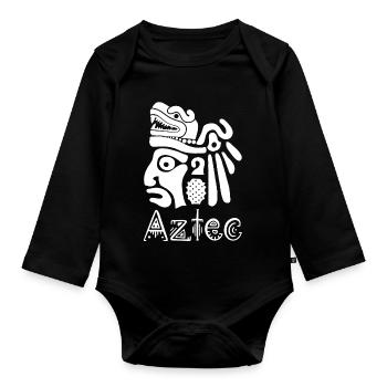 Aztec Warrior (White) - Organic Longsleeve Baby Bodysuit - black - Front
