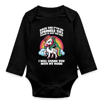 Idée cadeau Rainbow Unicorn Attitude - Body Bébé bio manches longues - noir - Devant