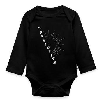 CONNECTION – Universal Energy - Organic Longsleeve Baby Bodysuit - black - Front
