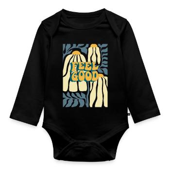 Feel Good Autumn Pumpkin Pattern - Organic Longsleeve Baby Bodysuit - black - Front