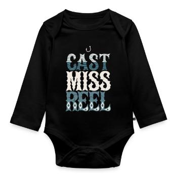 Cast Miss Reel - Fishing - Organic Longsleeve Baby Bodysuit - black - Front