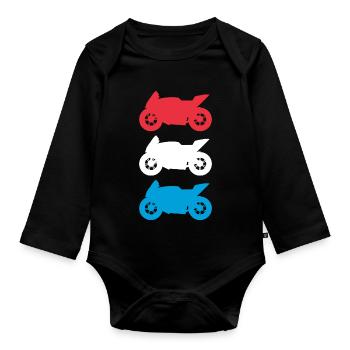 Moto Luxembourg Drapeau Motorsport Biker - Body Bébé bio manches longues - noir - Devant