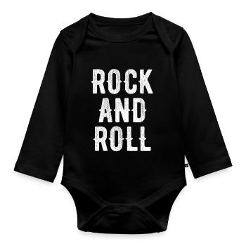 Rock'n'Roll Bold Typografie - Baby Bio-Langarm-Body - Schwarz - Vorne