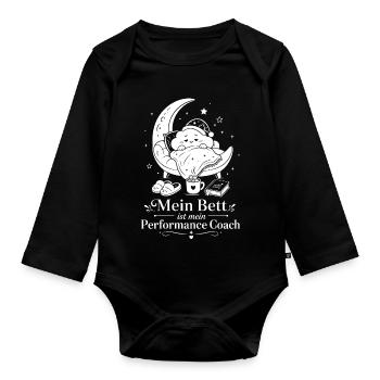 Mein Bett ist mein Performance Coach - Baby Bio-Langarm-Body - Schwarz - Vorne