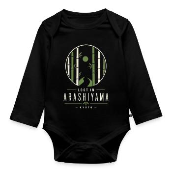 Arashiyama Bambusnacht Kyoto - Baby Bio-Langarm-Body - Schwarz - Vorne