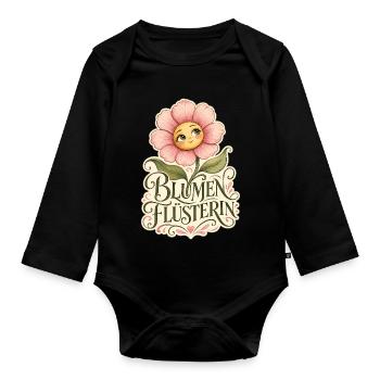Blumen Flüsterin - Baby Bio-Langarm-Body - Schwarz - Vorne