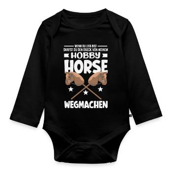 Mein Hobby Horse Wegmachen - Baby Bio-Langarm-Body - Schwarz - Vorne