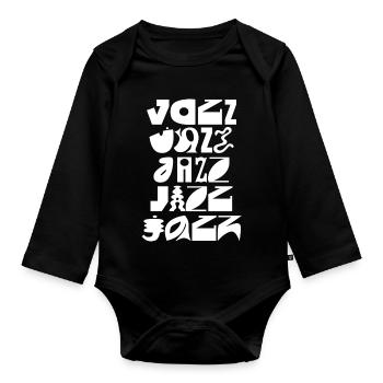 Jazz-Typografie-Burst - Baby Bio-Langarm-Body - Schwarz - Vorne
