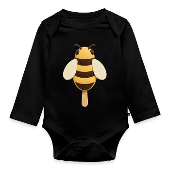 Une abeille douce comme une glace - Body Bébé bio manches longues - noir - Devant