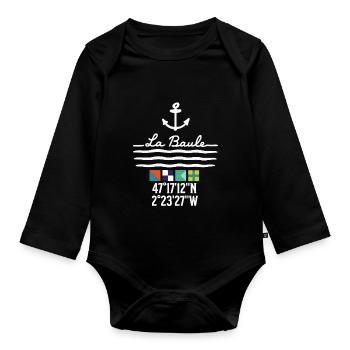 Ancre et vagues La Baule Coordonnées - Body Bébé bio manches longues - noir - Devant