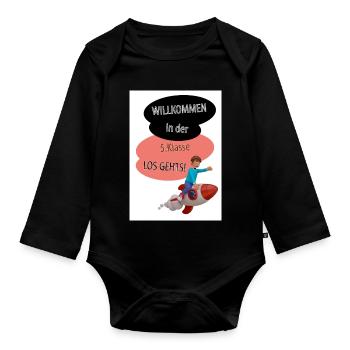 Willkommen 5.Klasse Raketenstart - Baby Bio-Langarm-Body - Schwarz - Vorne