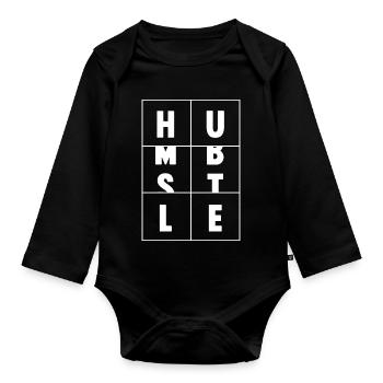 Humble Hustle Entrepreneur Businessman Businesswom - Organic Longsleeve Baby Bodysuit - black - Front